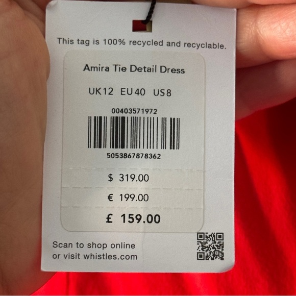 NWT Whistles Red Amira Tie Detail Dress size 8 - Picture 10 of 10